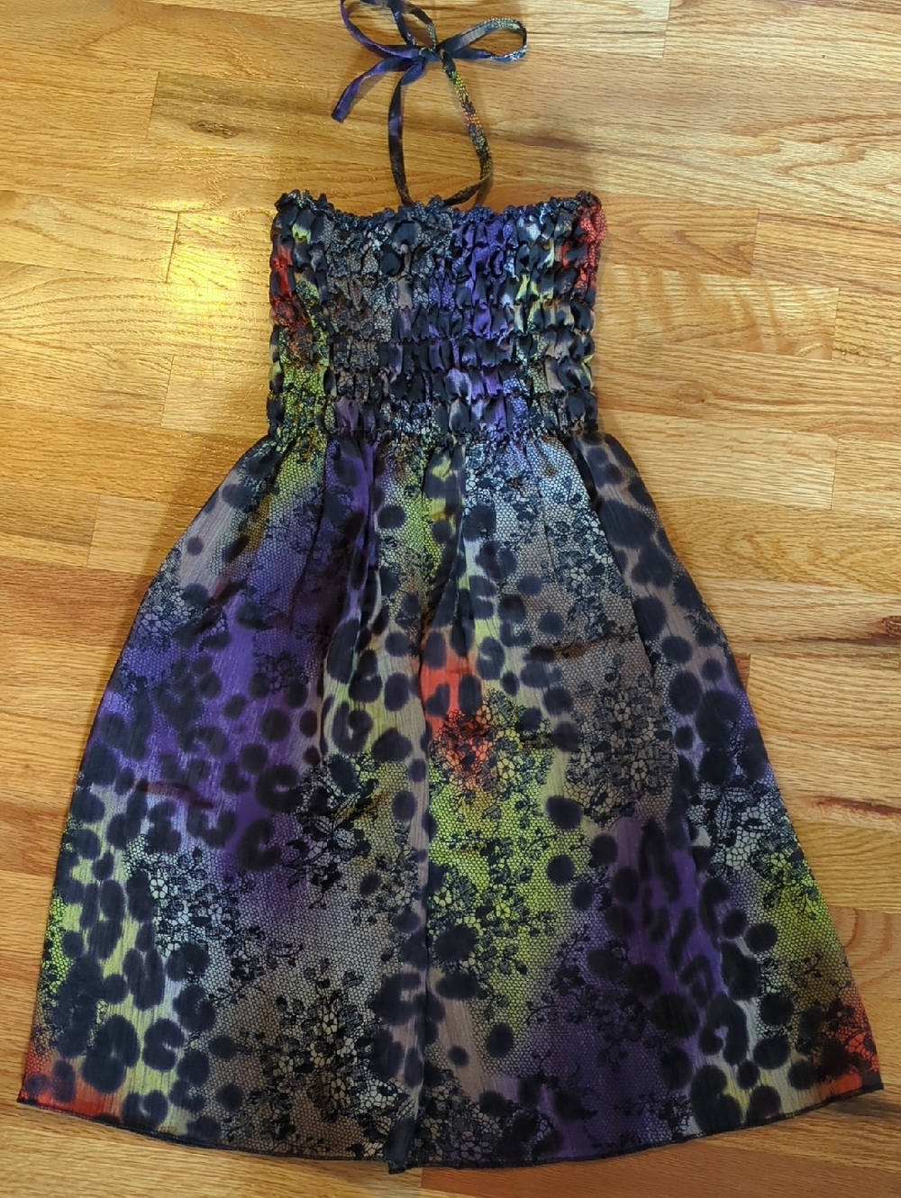 Halter Swim Coverup in Multicolor Print